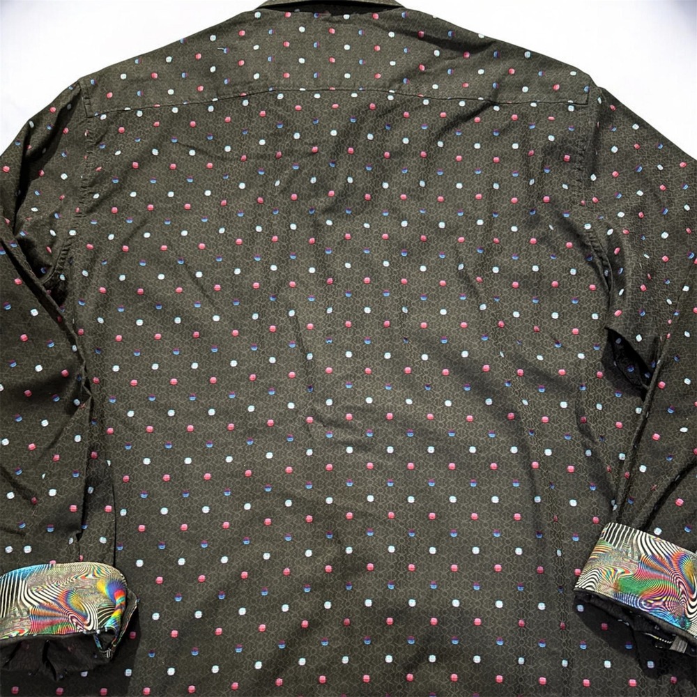 Robert Graham Orion Arm Space Dye Woven Shirt Long Sleeve Flip cuff size 2XL - Picture 12 of 12